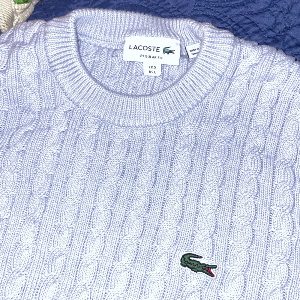 Lacoste Light Blue Cable Knit Sweater